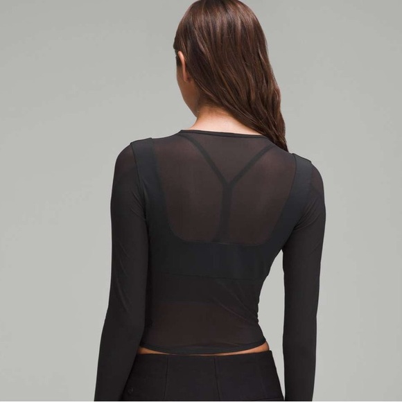NWT Lululemon Mesh Mixed Long-Sleeve Shirt Black Sz M - Picture 2 of 6